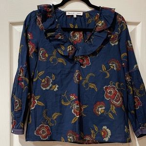 Madewell X Warm Ruffle Collar Top In Honolulu Hibiscus